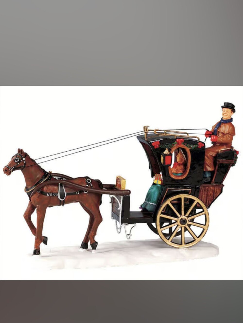 Lemax Christmas Village Collection #03329A Poly Resin Hansom Cab 2000 retired